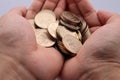 Close-up of a person holding a 500 yen coin Royalty Free Stock Photo