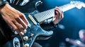 A close up of a person playing an electric guitar, AI Royalty Free Stock Photo