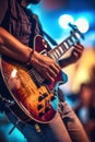 A close up of a person playing a guitar. Generative AI image. Royalty Free Stock Photo