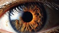 a close up of a person s eye with a brown iris