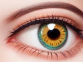 A close-up of a person\'s eye, a hyperrealistic painting.