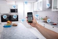 Person`s Using Smart Home System Application Royalty Free Stock Photo