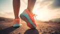 Close up of a person\'s running shoes