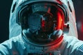 Close Up of a Person in a Space Suit, Imagine a close-up of a space-suited astronaut, featuring striking details of the helmet and