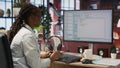 Close up of person using coding application to write and test code Royalty Free Stock Photo