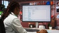 Close up of person using coding application to write and test code Royalty Free Stock Photo