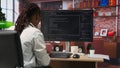Close up of person using coding application to write and test code Royalty Free Stock Photo