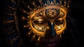 A close up of a person wearing an elaborate mask, AI