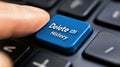 A close up of a person's finger on the delete button, AI