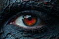 a close up of a persons eye with red eyes