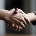 close-up of a persons hand giving a firm handshake two generative AI Royalty Free Stock Photo