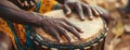 Close Up of Person Holding a Handmade Haitian Drum