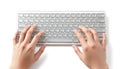 Human hands typing on modern computer keyboard close up view Royalty Free Stock Photo
