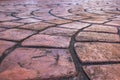 Close up perspective of stone pavement. Stone pavement texture.