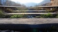 Close Up perspective view of railway tracks on a bright sunny day. Rails and wooden sleepers in oil with crushed stone. low down Royalty Free Stock Photo