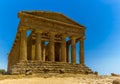 A close up perspective view of the west side of the Temple of Concordia in the ancient Sicilian city of Agrigento Royalty Free Stock Photo