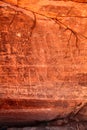 Close up of a petroglyph on the rock canyon wall in Snow Canyon State Park in Utah Royalty Free Stock Photo