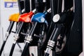 Close up of petroleum gasoline station service - oil refueling and refilling for car transportation concept. Royalty Free Stock Photo