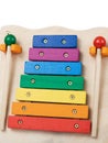 Close up pf the colorful tone toy xylophone Royalty Free Stock Photo