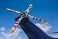 Close up pf Tail rotor blade of jet engine helicopter.