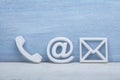 Close-up Of A Phone, Email and Post Icons