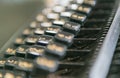 Close up photo of antique typewriter keys, focus on 6 key Royalty Free Stock Photo