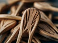 close-up photo of a bamboo toothpick on a black background Royalty Free Stock Photo
