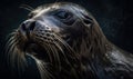 close up photo of bearded seal on dark background. Generative AI Royalty Free Stock Photo