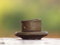 Close up photo of beautiful toys of clay pots