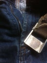 Close Up Photo of Blue Jeans with Zipper and Belt Royalty Free Stock Photo