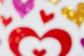 Blurred background with colorful hearts. valentines day love concept card Royalty Free Stock Photo