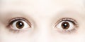 Close up photo of boy eyes wide open Royalty Free Stock Photo