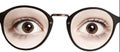 Close up photo of boy eyes wide open in glasses Royalty Free Stock Photo
