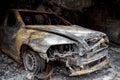 Close up photo of a burned out car Royalty Free Stock Photo