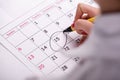 Close-up photo of calendar with a datum circled Royalty Free Stock Photo