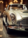 Close-up photo captures the essence of a classic car, showcasing its intricate details, retro charm, and timeless elegance.