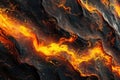 This close-up photo captures the intricate fire pattern adorning a black surface, Abstract background resembling flowing magma, AI