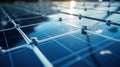 A close-up photo of a clean, renewable energy source, like a solar panel farm, showcasing the of sustainable energy solutions.