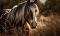 close up photo of Clydesdale heavy draft-horse breed in its natural habitat. Generative AI