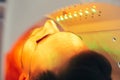 Close up of the head of man in solarium Royalty Free Stock Photo