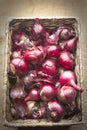 Red onions in a basket Royalty Free Stock Photo