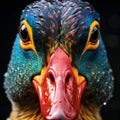 Vibrantly Surreal Mallard Duck With Close-up Face In Photorealistic Fantasy