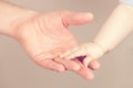 Close up photo of father holding baby hand Royalty Free Stock Photo