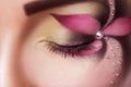 Close up photo of female closed eye with flower make up Royalty Free Stock Photo