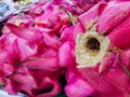 close up photo of fresh dragon fruit in the market. Baturaja Indonesia