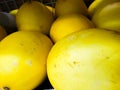 close up photo of fresh golden melon fruit in the market Baturaja Indonesia.