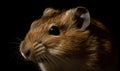 close up photo of gerbil rodent on black background. Generative AI