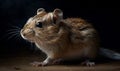 close up photo of gerbil rodent on black background. Generative AI