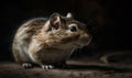 close up photo of gerbil rodent on black background. Generative AI