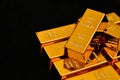 Close up photo a gold bar black background Royalty Free Stock Photo